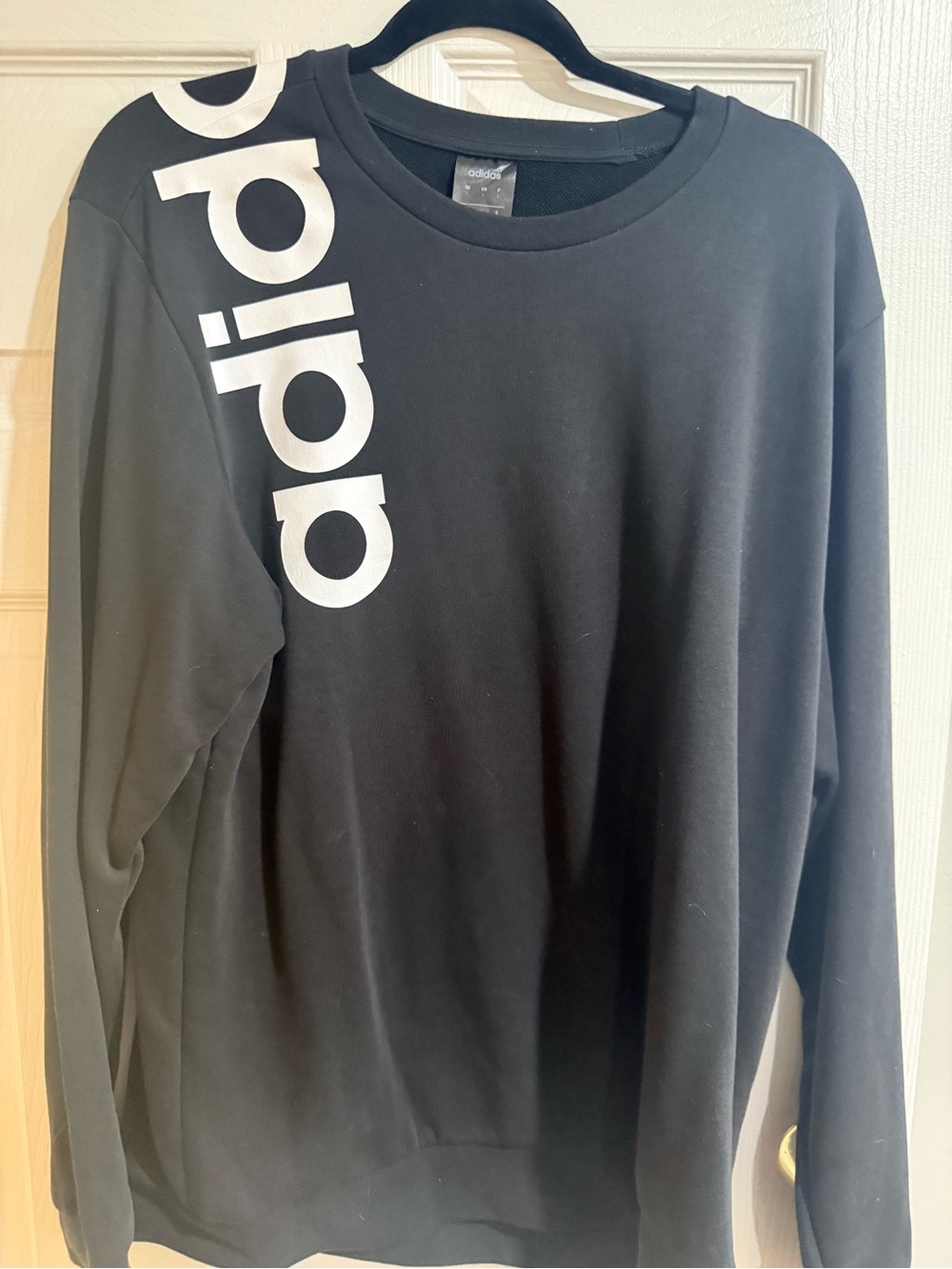 adidas Black Crewneck Sweatshirt with White Vertical Logo
